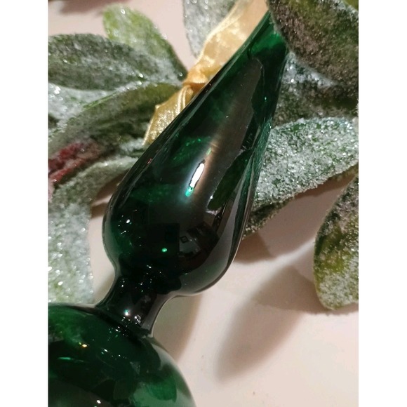 Frontgate Glass Finial Christmas Ornament  Emerald Green Clear - Picture 5 of 5